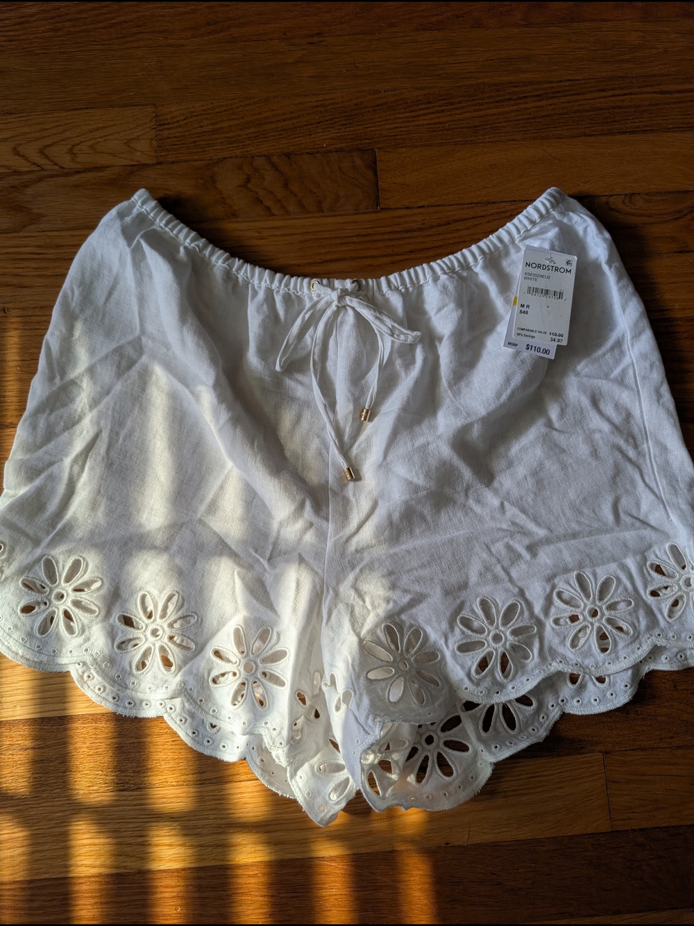 Michael Kors White Eyelet Scallop Hem Shorts